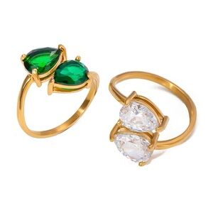 CZ Bypass Adjustable Ring Stainless Steel